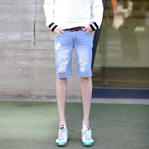 플레이즈 남성용 찢청 데미지워싱 청반바지