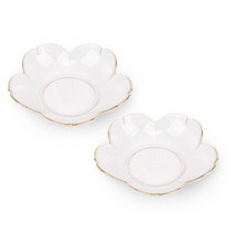 글라스듀 골드림 국화 접시, 2개, 접시2개, 투명 + 골드