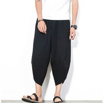 위즈아이 남성용 하렘 와이드 린넨 7부 반바지 WI012PN