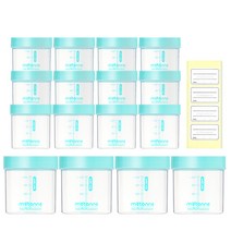 메똔느 이유식 보관용기 150ml x 8p + 200ml x 8p + 라벨 스티커 64p, 민트, 1세트