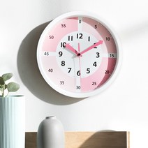 HC 투톤 무소음 어린이 교육용 인테리어 벽걸이시계 250 x 45 mm, 핑크