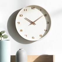HC 리얼우드 고급 라운드 무소음 거실 인테리어 벽걸이시계 대형 300 x 45 mm, 우드
