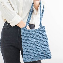 야나 르네상스 플랫 사각백 뜨개질 DIY패키지, 1세트, 58 더스티데님