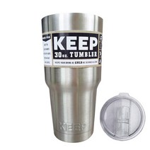4YOU KEEP 대용량 스테인레스 보온보냉 텀블러 + 오픈형 빨대 뚜껑, 실버, 900ml