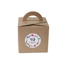 손잡이 레이스박스 + 첫돌 스티커, 박스(크라프트), 스티커(화관), 100세트