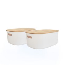 모노플랫 원형 원목 수납함 12L, 2개