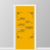 유니크만능시트벽지 붙혔다 떼었다 가능 현관문 시트 2p, 캘리스마일 옐로우