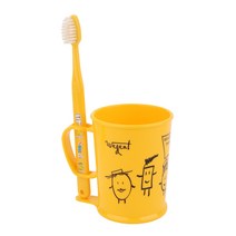 위덴 어린이 주니어 양치컵 세트 옐로우 3~5세용, 1세트