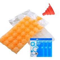 코끼리리빙 일회용 얼음트레이 비닐큐브 팩 KIP-4431 10개입 x 3p + 깔대기 랜덤발송 세트, 혼합색상