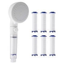 네이쳐리빙 물쎈 블라썸 3기능 정수필터 샤워기 그레이 + 필터 6p 세트, 1세트