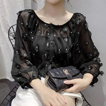포플러앤씨 이션 레이스 블라우스