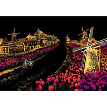 콩 야경 스크래치 페이퍼 풀패키지, 21 색상 I 네덜란드 풍차 외 5종