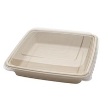 더담다 크라프트 펄프 정사각 트레이 1400ml + 뚜껑 세트, 75세트