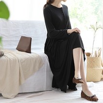 팡팡샵 T 긴 반오픈 플리츠 임산부 원피스
