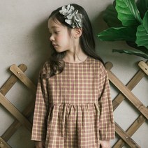 위시키즈 여아용 체크앞치마원피스