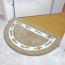 더플로우컴퍼니 레트로 플라워 북유럽 보송 반원 발매트, 브라운