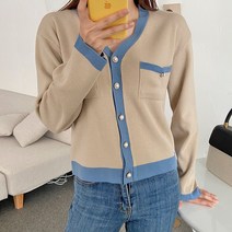 제이에이치스타일 여성용 아델린 배색 가디건