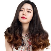 웨이브 붙임머리, 블랙 + 밀크브라운, 5개