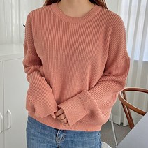 여성용 러블 하프 하찌 라운드 니트