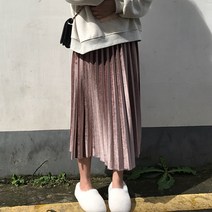 레몬소울 미르 벨벳 플리츠 밴딩 스커트