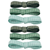 티나피크닉 체크 리본끈 폭1cm 3종 x 2세트, 녹색, 민트, 초록, 200cm