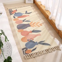 알럽홈 레트로패턴 테슬 코튼 태피스트리 러그 도자기