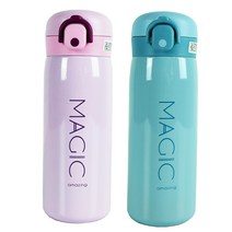 예뚜왈 보온보냉병 2종 세트, 핑크, 블루, 380ml