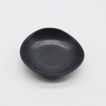 달소금 핸드메이드 도자기 조약돌 접시, 블랙, 6개