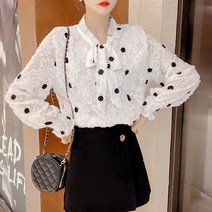 포플러앤씨 로건 도트 리본 블라우스