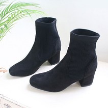 벨라노이 여성용 스웨이드 발목 니트 스판 콤비 앵클부츠 6cm