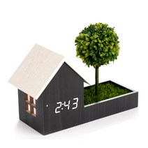 마보스 해피트리 DIY LED 우드 탁상시계 MA-010, 블랙 + 화이트