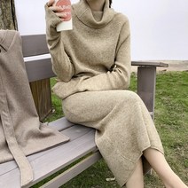 솔레일 빅터틀 허리끈 롱 니트 원피스