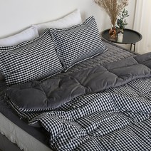 달콤한하루 미니체크 트윈 극세사 차렵이불베개 세트