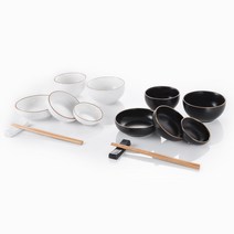 크라운포드 클래식 홈세트 14p, 블랙,화이트, 공기 2종 + 대접 2종 + 찬기 대 2종 + 중 2종 + 소 2종 + 수저받침대 2종 + 젓가락 2p