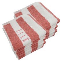 엘르 스트라이프 세면타월 160g 30수 코마사, 핑크, 8개