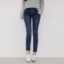 진마니아 여성용 본딩 기모 허리 밴드 청 스키니 CC2W60