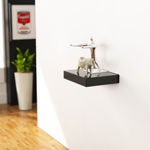 저스트월 무지주 벽걸이 원목 선반, 블랙