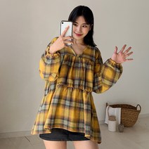 엔비룩 메이플 체크 블라우스
