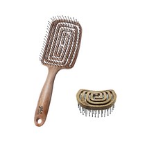 야오 무빙 벤트 우드 스퀘어 + 포터블 우드 텍스츄어 스퀘어 헤어브러쉬 세트, 혼합색상, 1세트