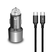 디씨네트워크 풀메탈 퀄컴3.0 차량용 고속 충전기 USB PD 퀵차지 시거잭 삼성 갤럭시 애플 아이폰 호환 DC-X6 + 페브릭 USB C to C PD 60W 고속 충전 케이블 블랙 1.2m, 혼합색상