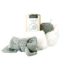 멜로우 니팅키트 신생아 보송 목도리 그레이 + 화이트, 남여공용