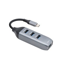 컴스 4포트 USB 3.1 C타입 멀티 USB허브 FW240, 그레이 + 블랙