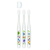 스케이터 유아 칫솔 3p + 캡 세트, 공룡, 1세트