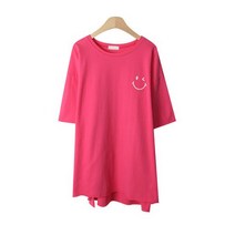 여성용 벨지니 스마일 레터링 티셔츠 T6161K11