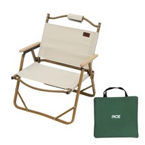 로티캠프 우드 무늬 로우 체어 + 보관가방, 아이보리, 1개