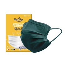마이데이즈 MB필터 레인보우 일회용 컬러 덴탈 마스크 일반형 L, 30매입, 1개, 포레스트 그린