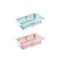 다팔자 냉장고 확장 서랍함 2종 세트, 블루, 핑크