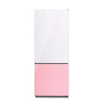 쿠잉전자 프리즘 글라스 일반형냉장고 방문설치, 화이트 + 핑크, BSR-C192WP