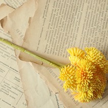 루비코코 조화 인테리어 퐁퐁국화 산소 성묘 꽃 셀프 웨딩 부케 인테리어 장식 소품 2p, 노랑