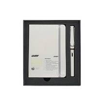 LAMY 사파리 만년필 EF촉 + 라미 소프트커버 노트 A6 기프트세트, 화이트(EF촉), 화이트(노트), 1세트